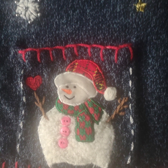 Designers Originals sweater women's vintage cardigan Christmas holiday Blue - Picture 3 of 8